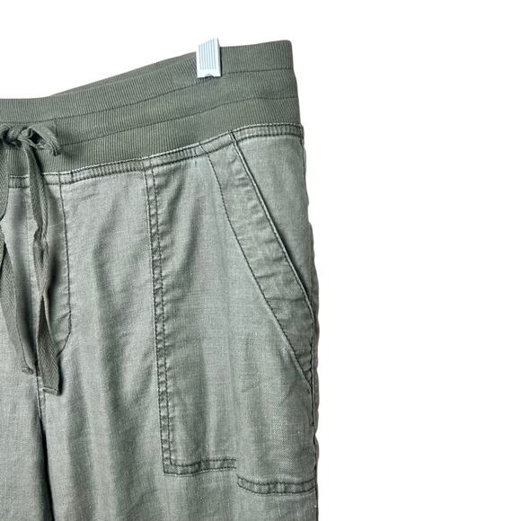 Level 99 Women's Linen Blend Pull-On Drawstring Army Green Joggers Pants Sz M - Picture 6 of 13